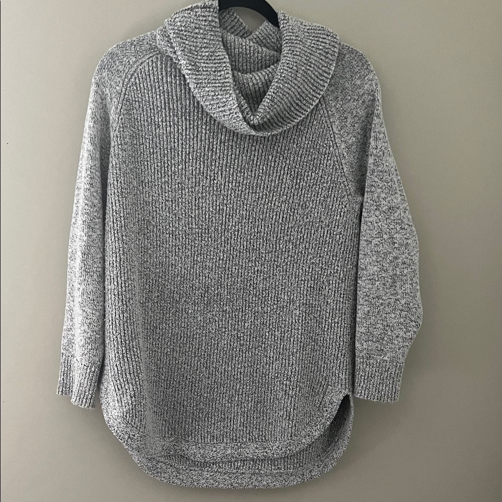Hilary Radley Marled Gray Cowl Neck Tunic Sweater Size Large
